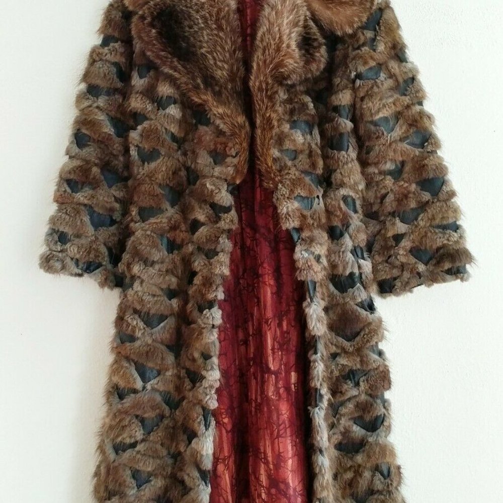 RARE GROUPIE MOD LEATHER FUR VINTAGE COAT